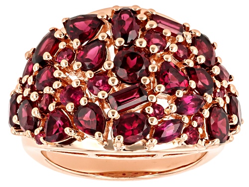 4.65ctw Mixed Shape Rhodolite Garnet 18k Rose Gold Over Sterling Silver Ring - Size 10