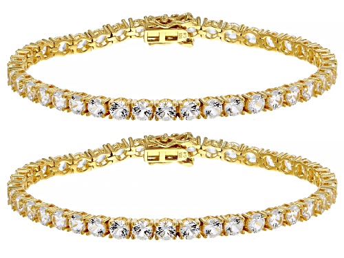 Lab Created White Sapphire 18k Yellow Gold Over Sterling Silver Tennis Bracelet Set 22.38ctw - Size 8