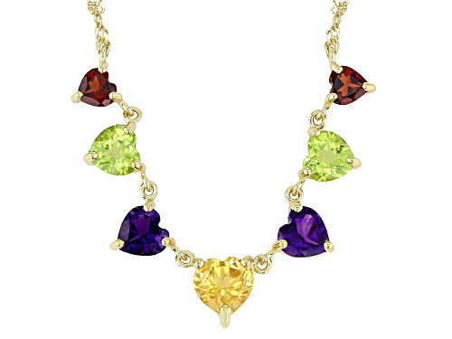 3.12ctw Multi Gemstone 18k Yellow Gold Over Sterling Silver Necklace - Size 18