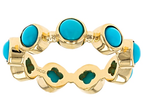 4mm Sleeping Beauty Turquoise 18k Yellow Gold Over Sterling Silver Ring - Size 7