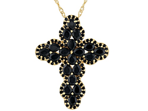 4.74ctw Black Spinel 18k Yellow Gold Over Sterling Silver Pendant With Chain