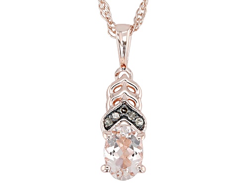 0.63ct Peach Morganite With 0.02ctw Diamond 18k Rose Gold Over Sterling Silver Pendant With Chain