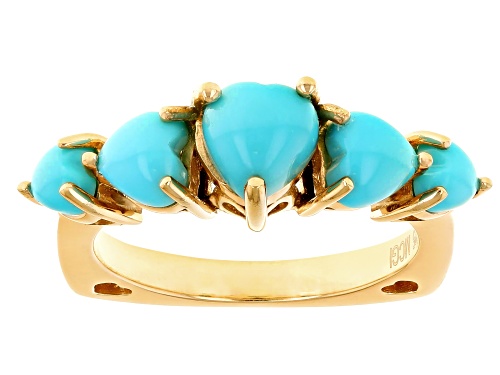6mm, 5mm, 4mm Sleeping Beauty Turquoise 18k Yellow gold Over Sterling Silver Ring - Size 9