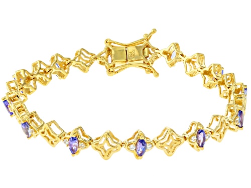 1.76ctw Tanzanite With 0.54ctw White Zircon 18k Yellow Gold Over Sterling Silver Bracelet - Size 7.25