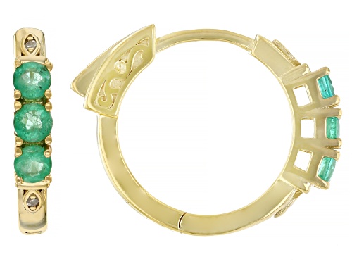 0.54ctw Zambian Emerald With 0.02ctw Diamond 18k Yellow Gold Over Sterling Silver Earrings