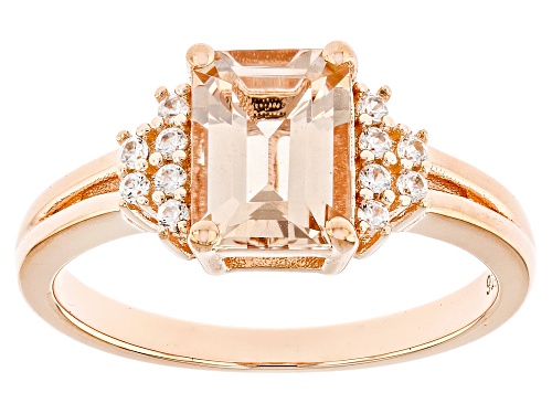 1.32ct Morganite With 0.10ctw White Zircon 18k Rose Gold Over Sterling Silver Ring - Size 8