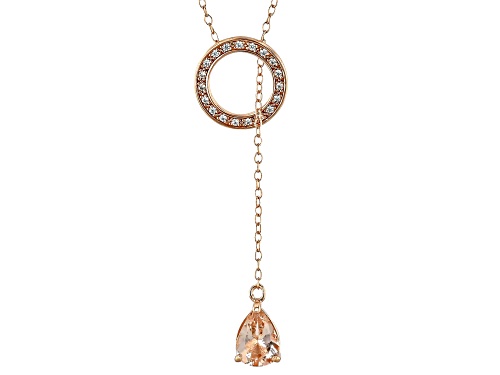 0.70ct Peach Morganite With 0.17ctw White Zircon 18k Rose Gold Over Sterling Silver Necklace