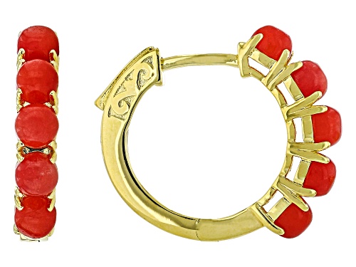 4mm Red Jadeite 18k Yellow Gold Over Sterling Silver Earrings