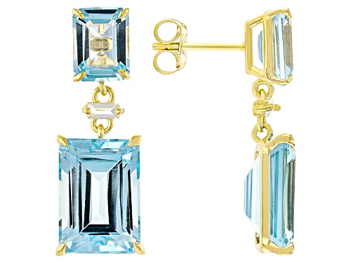 23.50ctw Glacier Topaz™ With 0.50ctw White Topaz 18k Yellow Gold Over Sterling Silver Earrings