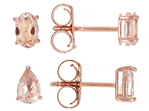 1.04ctw Peach Morganite 18k Rose Gold Over Sterling Silver Earrings With Jewelry Box