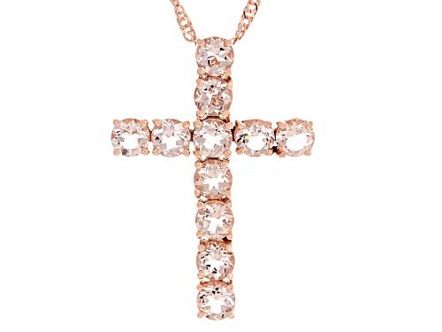 2.06ctw Peach Morganite 18k Rose Gold Over Sterling Silver Pendant With Chain