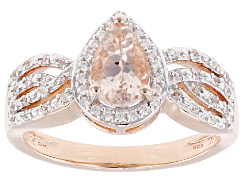 0.58ctw Morganite With 0.22ctw White Zircon 18k Rose Gold Over Sterling Silver Ring - Size 10