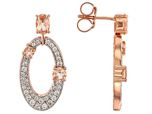 1.30ctw Peach Morganite With 1.00ctw White Zircon 18k Rose Gold Over Sterling Silver Earrings
