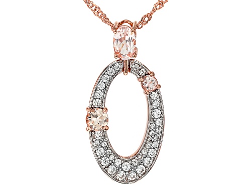 0.65ctw Peach Morganite With 0.50ctw White Zircon 18k Rose Gold Over Silver Pendant With Chain