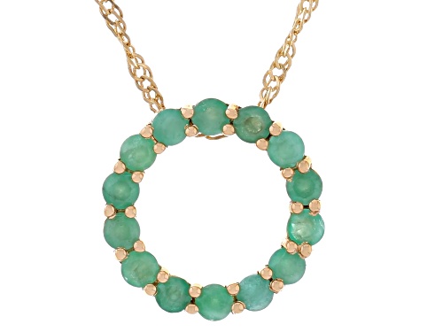 0.41ctw Zambian Emerald, 0.25ctw White Zircon 18k Yellow Gold Over Sterling Silver Pendant W/Chain