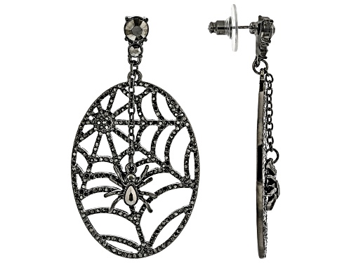 Whimsical Wishes™ Black & White Crystal Hematite Tone Spiderweb Earrings