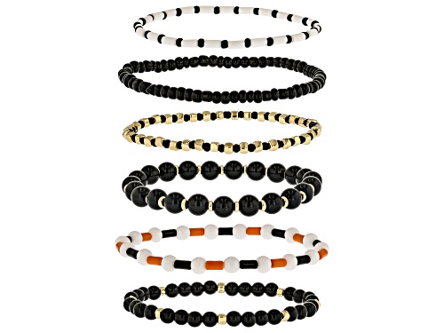 Whimsical Wishes™ Multi-Color Acrylic & Plastic Bead Gold Tone Halloween Stretch Bracelet Set of 6