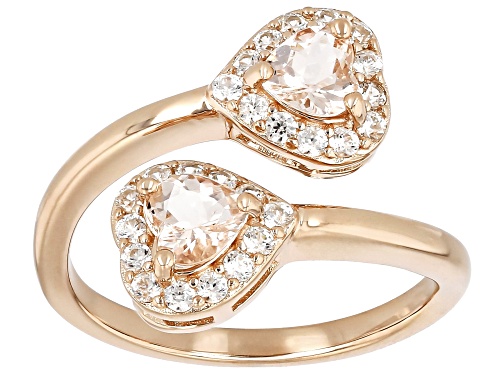 0.71ctw Peach Morganite With 0.46ctw White Zircon 18k Rose Gold Over Sterling Silver Ring - Size 7