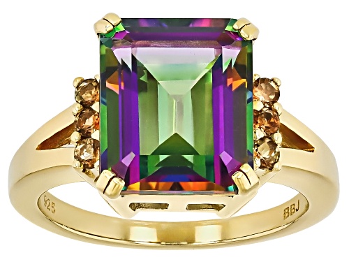 6.00ct Mystic Topaz® With Andalusite 18k Yellow Gold Over Sterling Silver Ring - Size 6
