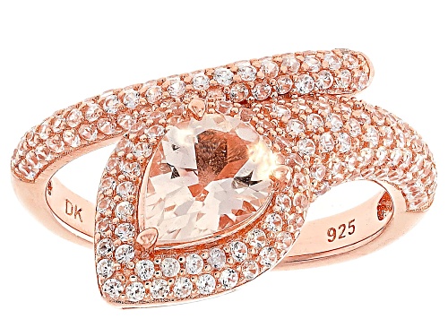 0.70ct Peach Morganite With 1.00ctw White Zircon 18k Rose Gold Over Sterling Silver Ring - Size 6
