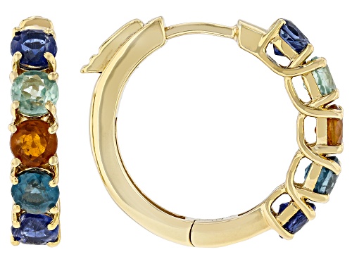 2.94ctw Round Multi Color Kyanite 18k Yellow Gold Over Sterling Silver Earrings