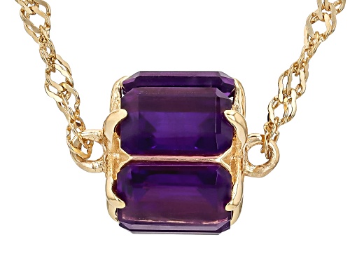 2.55ctw Amethyst 18k Yellow Gold Over Sterling Silver Necklace - Size 18
