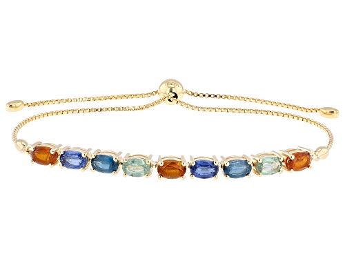 4.54ctw Multi Color Kyanite 18k Yellow Gold Over Sterling Silver Bolo Bracelet