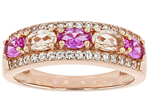 .27ctw Morganite With 1.13ctw Lab Pink & Lab White Sapphire 18k Rose Gold Over Sterling Silver Ring - Size 7