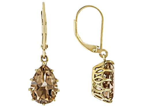 4.95ctw Champagne Quartz 18k Yellow Gold Over Sterling Silver Earrings