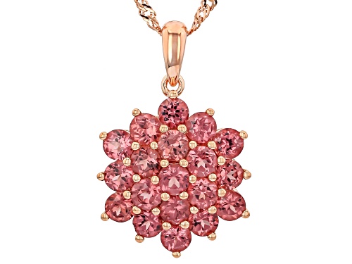 3.88ctw Pink Color Shift Garnet 18k Rose Gold Over Sterling Silver Pendant with Chain