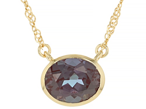 2.70ct Blue Lab Created Alexandrite 18K Yellow Gold Over Sterling Solitaire Necklace - Size 18