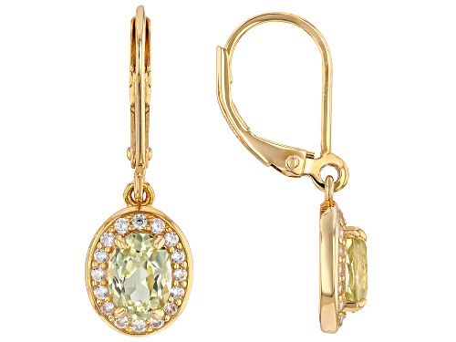 1.50ctw Green Sillimanite with 0.33ctw White Zircon 18K Yellow Gold Over Sterling Silver Earrings