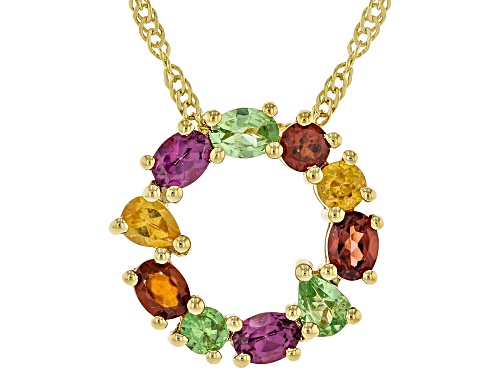 1.67ctw Multi Garnet 18k Yellow Gold Over Sterling Silver Pendant With Chain