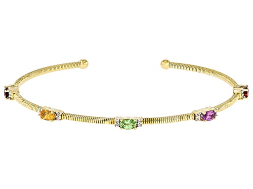 1.25ctw Multi Garnet With 0.11ctw White Zircon 18k Yellow Gold Over Sterling Silver Bracelet - Size 8