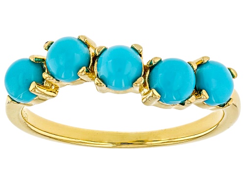4mm Sleeping Beauty Turquoise 18k Yellow Gold Over Sterling Silver Ring - Size 7
