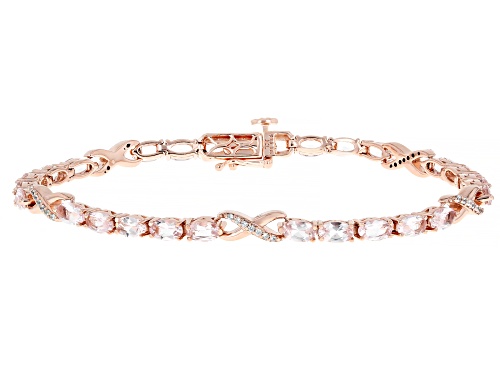 6.16ctw Peach Morganite With 0.25ctw White Zircon 18k Rose Gold Over Sterling Silver Bracelet - Size 7.25