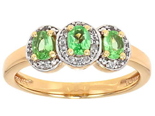0.49ctw Mint Tsavorite With 0.13ctw White Zircon 18k Yellow Gold Over Sterling Silver Ring - Size 8