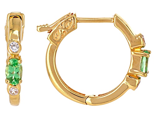 0.44ctw Mint Tsavorite With 0.17ctw White Zircon 18k Yellow Gold Over Sterling Silver Earrings