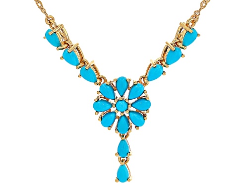 Sleeping Beauty Turquoise 18k Yellow Gold Over Sterling Silver Necklace - Size 18