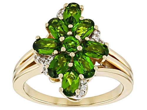 2.06ctw Chrome Diopside With 0.11ctw White Zircon 18k Yellow Gold Over Sterling Silver Ring - Size 7