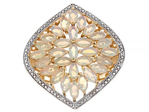 3.72ctw Ethiopian Opal With 0.17ctw White Zircon 18k Yellow Gold Over Sterling Silver Ring - Size 6