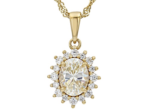 2.51ct Strontium Titanite With 0.36ctw Moissanite 18k Yellow Gold Over Sterling Silver Pendant/Chain
