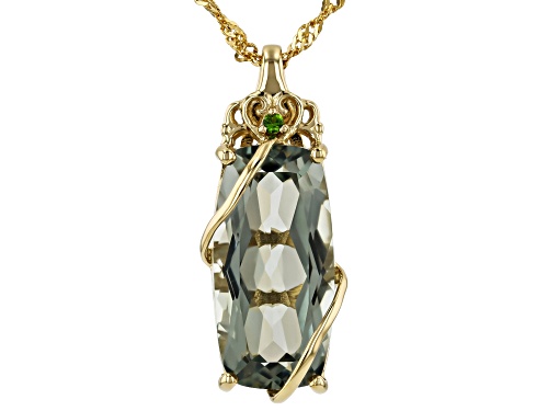 9.52ct Prasiolite And 0.02ct Chrome Diopside 18k Yellow Gold Over Sterling Silver Pendant With Chain