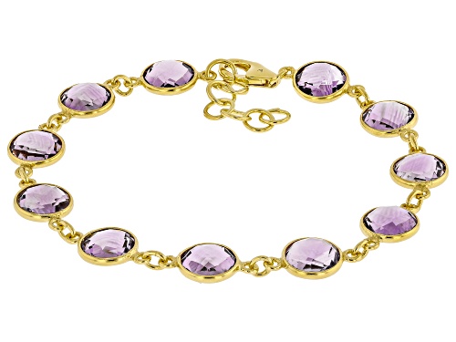 18.00ctw Amethyst 18k Yellow Gold Over Sterling Silver Bracelet - Size 7