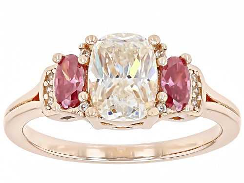2.02ct Strontium Titanate With 0.49ctw Moissanite & White Zircon 18k Rose Gold Over Silver Ring - Size 10