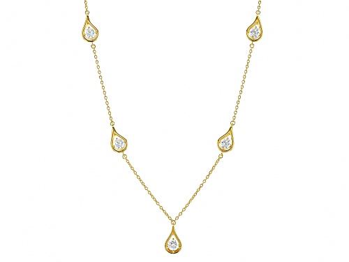 3.69ctw Strontium Titanate 18k Yellow Gold Over Sterling Silver Necklace - Size 18