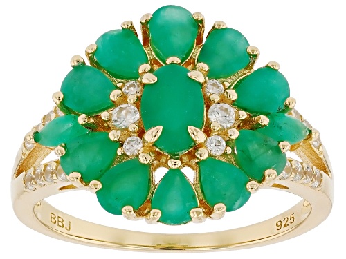 1.79ctw Sakota Emerald With 0.25ctw White Zircon 18k Yellow Gold Over Sterling Silver Ring - Size 9