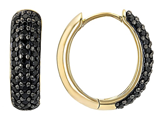 0.79ctw Black Spinel 18k Yellow Gold Over Sterling Silver Hoop Earrings