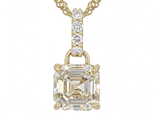 3.40ctw Strontium Titanate With Prazana® Lab Grown Diamonds 18k Gold Over Silver Pendant/Chain