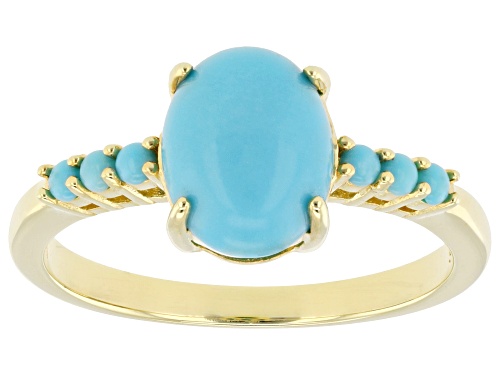 Sleeping Beauty Turquoise 18k Yellow Gold Over Sterling Silver Ring - Size 7